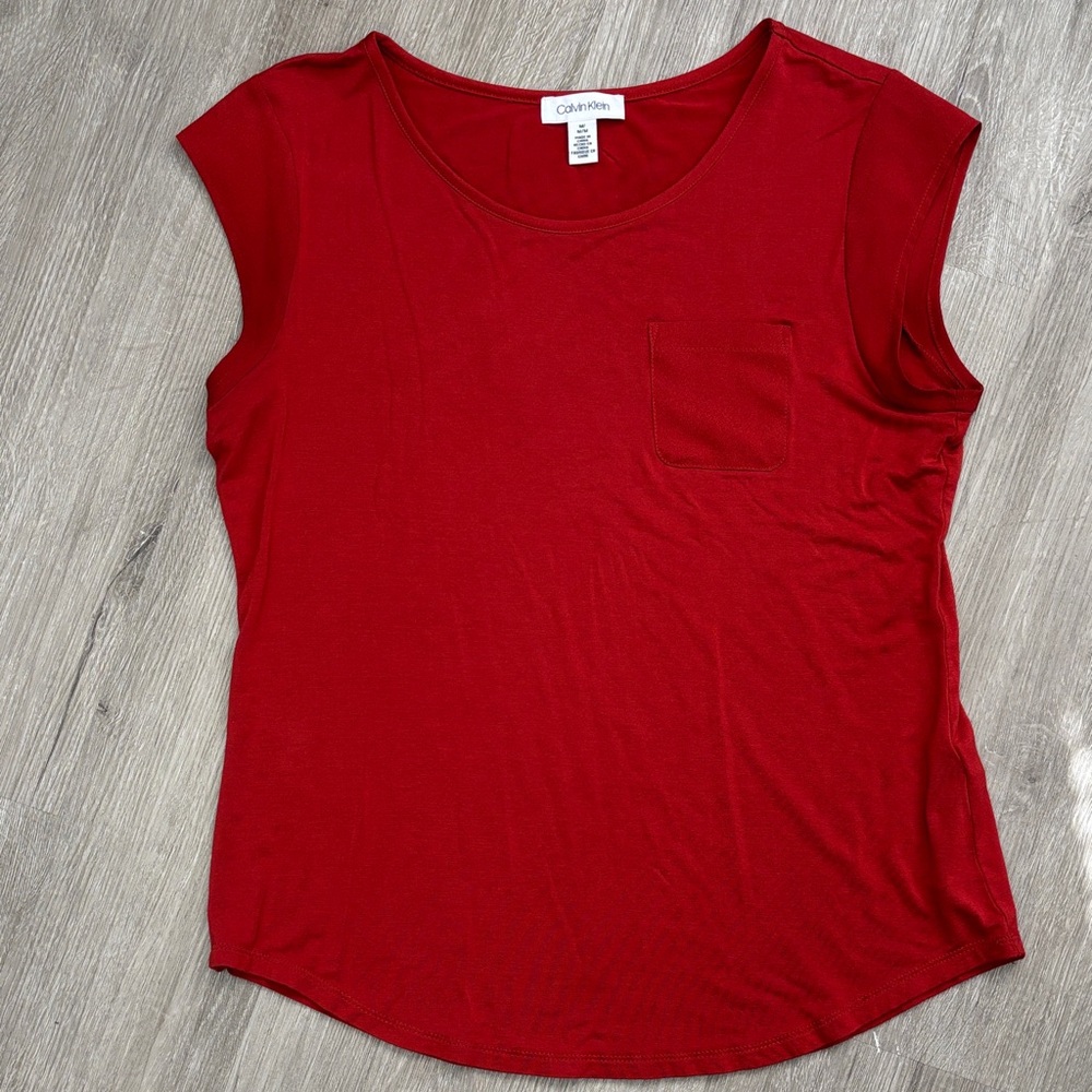 Calvin Klein Scarlet Short Sleeve Top, medium.